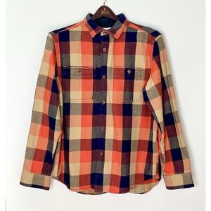 Old‎ Navy Flannel Shirt Men's Large Blue Orange Fall Outdoor Workwear Hiking